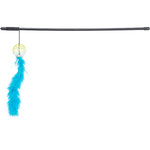 Playing rod with rattle ball and feather, plastic, 46 cm