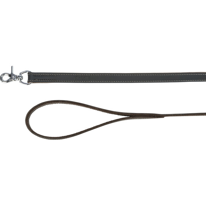 Correa de Cuero Engrasado para Perros Rustic, M–L, Gris, 1,00 m/20 mm