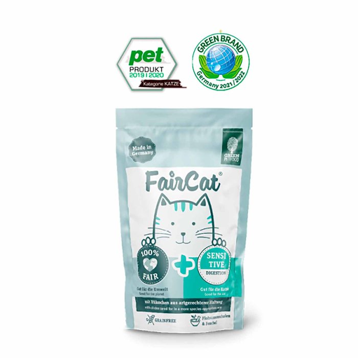 About Cat FairCat Sensitive,GREEN FOOD, 85g Pouch