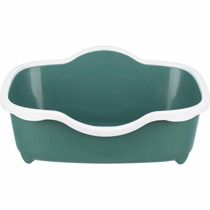 Davio cat litter tray, with rim, 56 × 26 × 39 cm, green/white