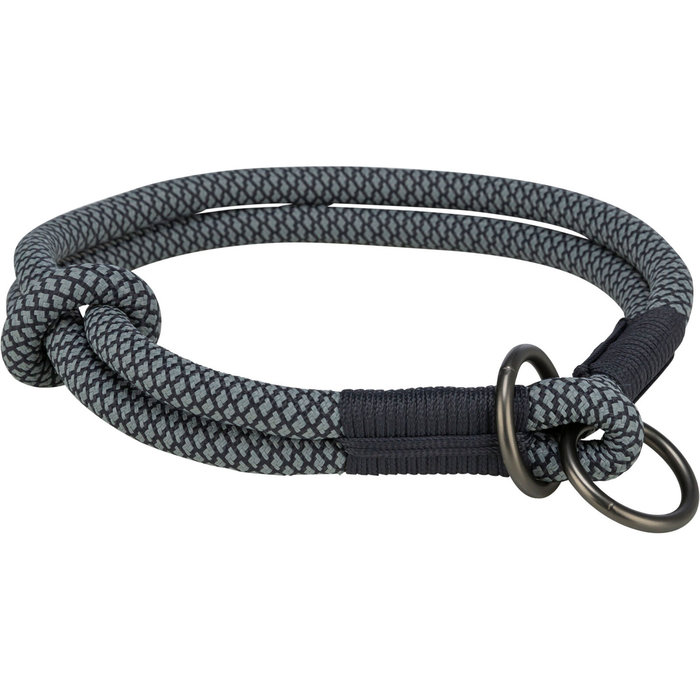 Soft Rope Collar de Educación, L–XL: 55 cm/ø 10 mm, Negro/Gris