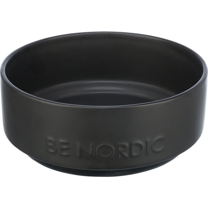 BE NORDIC Comedero de cerámica, cerámica/caucho, 1.2 l/ø 18 cm, Negro