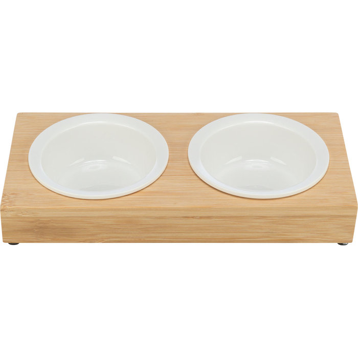 Set Comederos, cerámica/bambú, cerámica/bamboo, 2 × 0.25 l/ø 12 cm/30 × 5 × 14 cm
