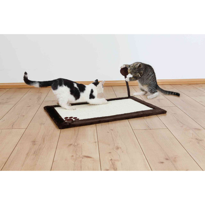 Scratching mat with plush border, 70 × 45 cm, natural/brown