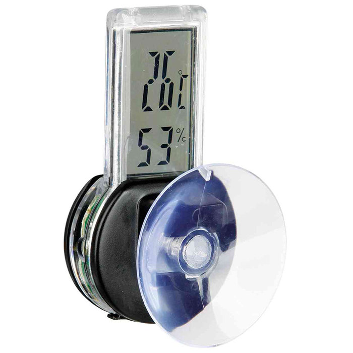 Digital thermo-/hygrometer with suction pad, 3 × 6 cm