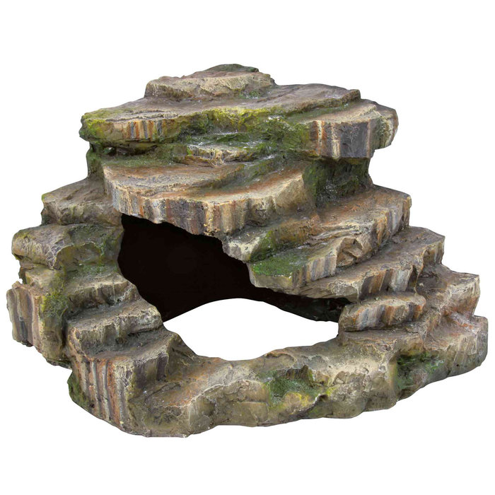Roca esquina con cueva y plataforma, 24 × 19 × 25 cm