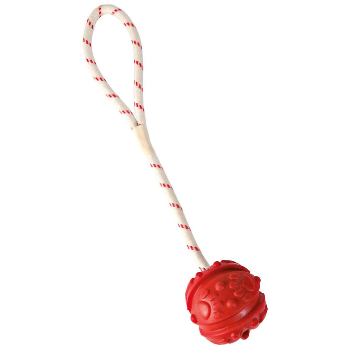 Ball on a rope, natural rubber, floatable, ø 4.5 × 35 cm