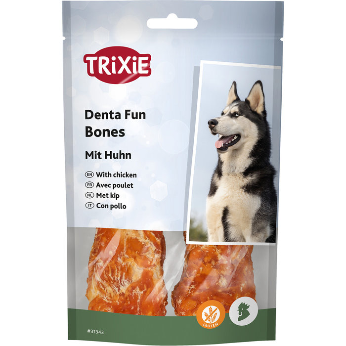 2 Huesos Masticables Denta Fun, Pollo, 11 cm, 60 g