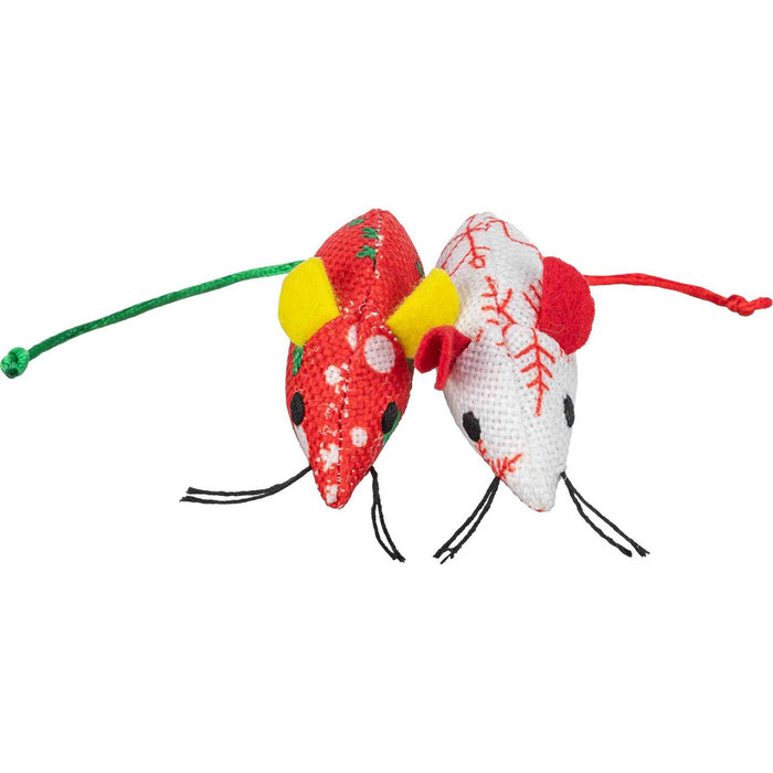 Ratón de Navidad, 2 piezas, tela, 7 cm