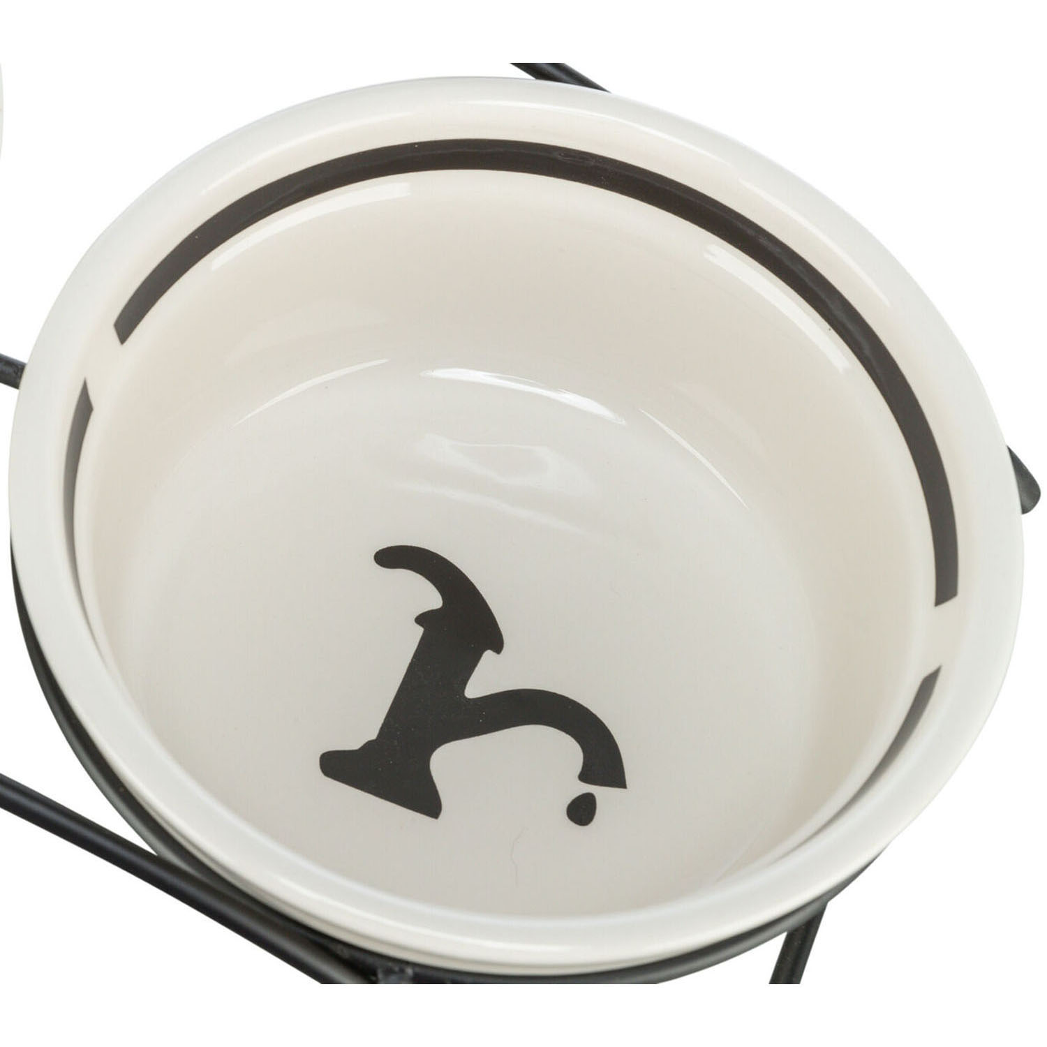 Comedero de cerámica, 2,6 l/ø 25 cm, Blanco/Negro