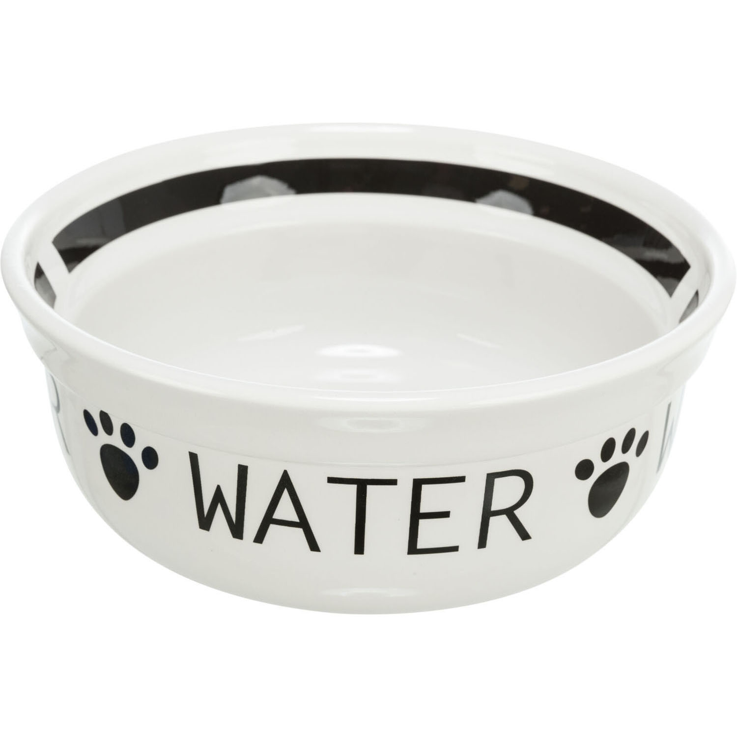 Comedero de cerámica, 2,6 l/ø 25 cm, Blanco/Negro
