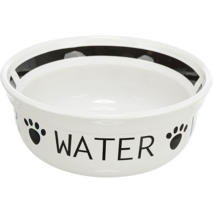 Comedero de cerámica, 2,6 l/ø 25 cm, Blanco/Negro