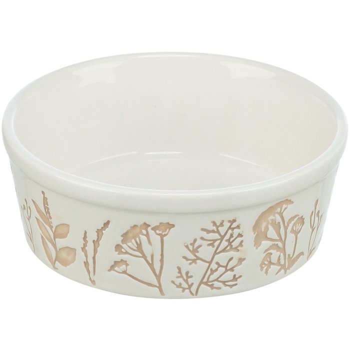 Comedero de cerámica, 1,2 l/ø 20 cm, Blanco/Taupe