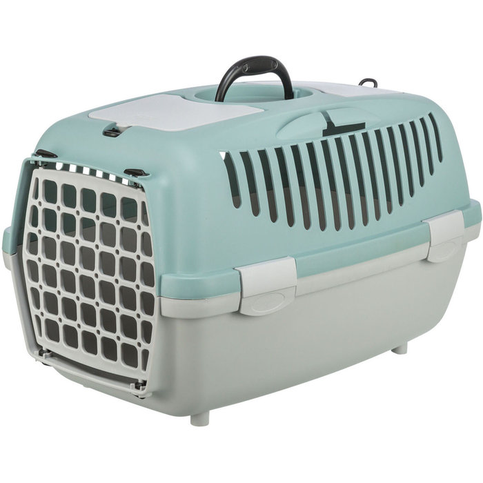 Transportín Capri 1 & 2, XS–S, 37 × 34 × 55 cm, Gris claro/Salvia