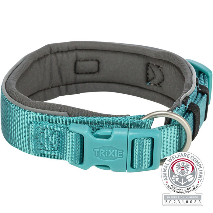 Premium Collar, extra ancho, L, 46–55 cm/50 mm, Aqua/Grafito