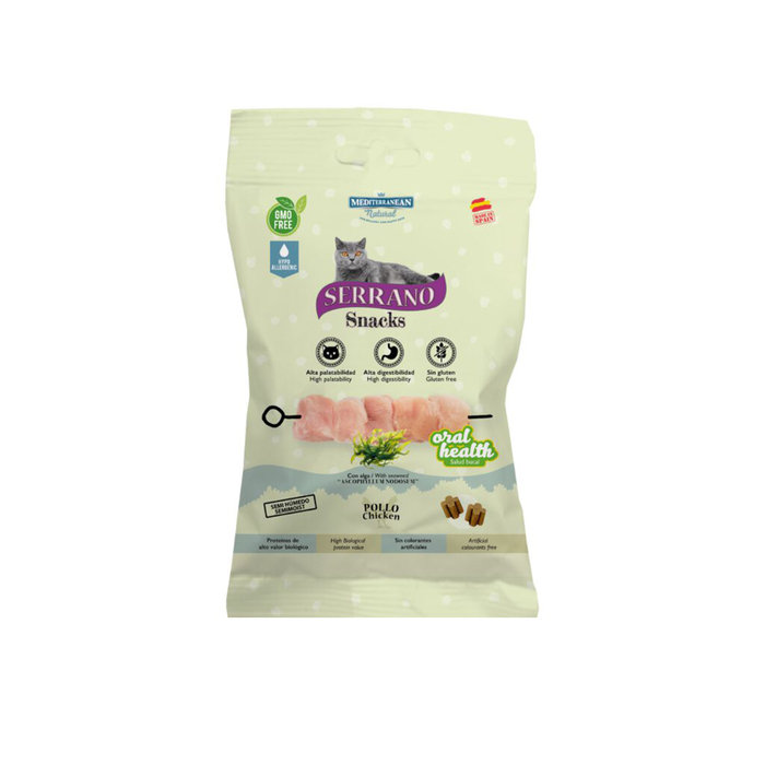 Serrano Snacks para Gatos, MEDITERRANEAN, Pollo Salud Bucal, 50 g