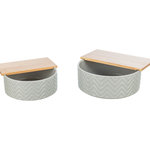 Bañera de Arena con plataforma para roedor, cerámica/madera, ø 24 / 25 x 9 cm