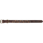 Rustic Collar de piel engrasada Remaches, extra ancho, XL, 55–65 cm\/40 mm, marrón oscuro