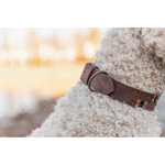 Rustic Collar de piel engrasada Remaches, extra ancho, XL, 55–65 cm\/40 mm, marrón oscuro