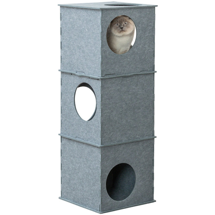 Torre de fieltro Nele, 38 × 105 × 38 cm, gris