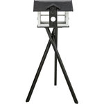 Comedero Pájaros, con soporte, madera de pino, 48 × 33 × 37 cm\/1,33 m, negro\/blanco