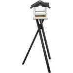 Comedero Pájaros, con soporte, madera de pino, 48 × 33 × 37 cm\/1,33 m, negro\/blanco