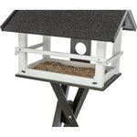 Comedero Pájaros, con soporte, madera de pino, 48 × 33 × 37 cm\/1,33 m, negro\/blanco