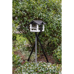 Comedero Pájaros, con soporte, madera de pino, 48 × 33 × 37 cm\/1,33 m, negro\/blanco