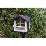 Comedero Pájaros, con soporte, madera de pino, 48 × 33 × 37 cm\/1,33 m, negro\/blanco