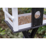 Comedero Pájaros, con soporte, madera de pino, 48 × 33 × 37 cm\/1,33 m, negro\/blanco
