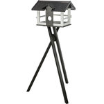 Comedero Pájaros, con soporte, madera de pino, 48 × 33 × 37 cm\/1,33 m, negro\/blanco