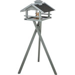 Comedero Pájaros, con soporte y silo, madera de pino, 49 × 34 × 45 cm\/1,34 m, gris