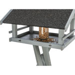 Comedero Pájaros, con soporte y silo, madera de pino, 49 × 34 × 45 cm\/1,34 m, gris