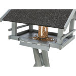 Comedero Pájaros, con soporte y silo, madera de pino, 49 × 34 × 45 cm\/1,34 m, gris