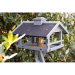 Comedero Pájaros, con soporte y silo, madera de pino, 49 × 34 × 45 cm\/1,34 m, gris