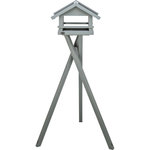 Comedero Pájaros, con soporte, madera de pino, 41 × 27 × 32 cm\/1,27 m, gris