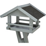 Comedero Pájaros, con soporte, madera de pino, 41 × 27 × 32 cm\/1,27 m, gris