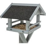 Comedero Pájaros, con soporte, madera de pino, 41 × 27 × 32 cm\/1,27 m, gris