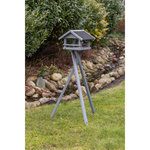 Comedero Pájaros, con soporte, madera de pino, 41 × 27 × 32 cm\/1,27 m, gris