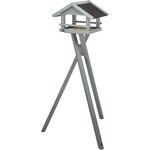 Comedero Pájaros, con soporte, madera de pino, 41 × 27 × 32 cm\/1,27 m, gris