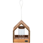 Comedero Pájaros, colgante y con silo, madera de pino, 20 × 24 × 20 cm, marrón