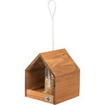 Comedero Pájaros, colgante y con silo, madera de pino, 20 × 24 × 20 cm, marrón
