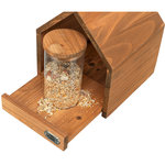 Comedero Pájaros, colgante y con silo, madera de pino, 20 × 24 × 20 cm, marrón