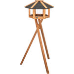 Comedero Pájaros, con soporte y silo, madera de pino, ø 56 × 32 cm\/1,32 m, marrón