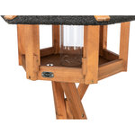 Comedero Pájaros, con soporte y silo, madera de pino, ø 56 × 32 cm\/1,32 m, marrón