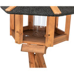 Comedero Pájaros, con soporte y silo, madera de pino, ø 56 × 32 cm\/1,32 m, marrón