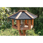 Comedero Pájaros, con soporte y silo, madera de pino, ø 56 × 32 cm\/1,32 m, marrón