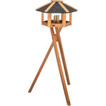 Comedero Pájaros, con soporte y silo, madera de pino, ø 56 × 32 cm\/1,32 m, marrón