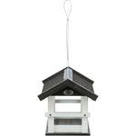 Comedero Pájaros, colgante, madera de pino, 36 × 25 × 25 cm, negro\/blanco