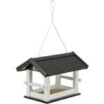 Comedero Pájaros, colgante, madera de pino, 36 × 25 × 25 cm, negro\/blanco